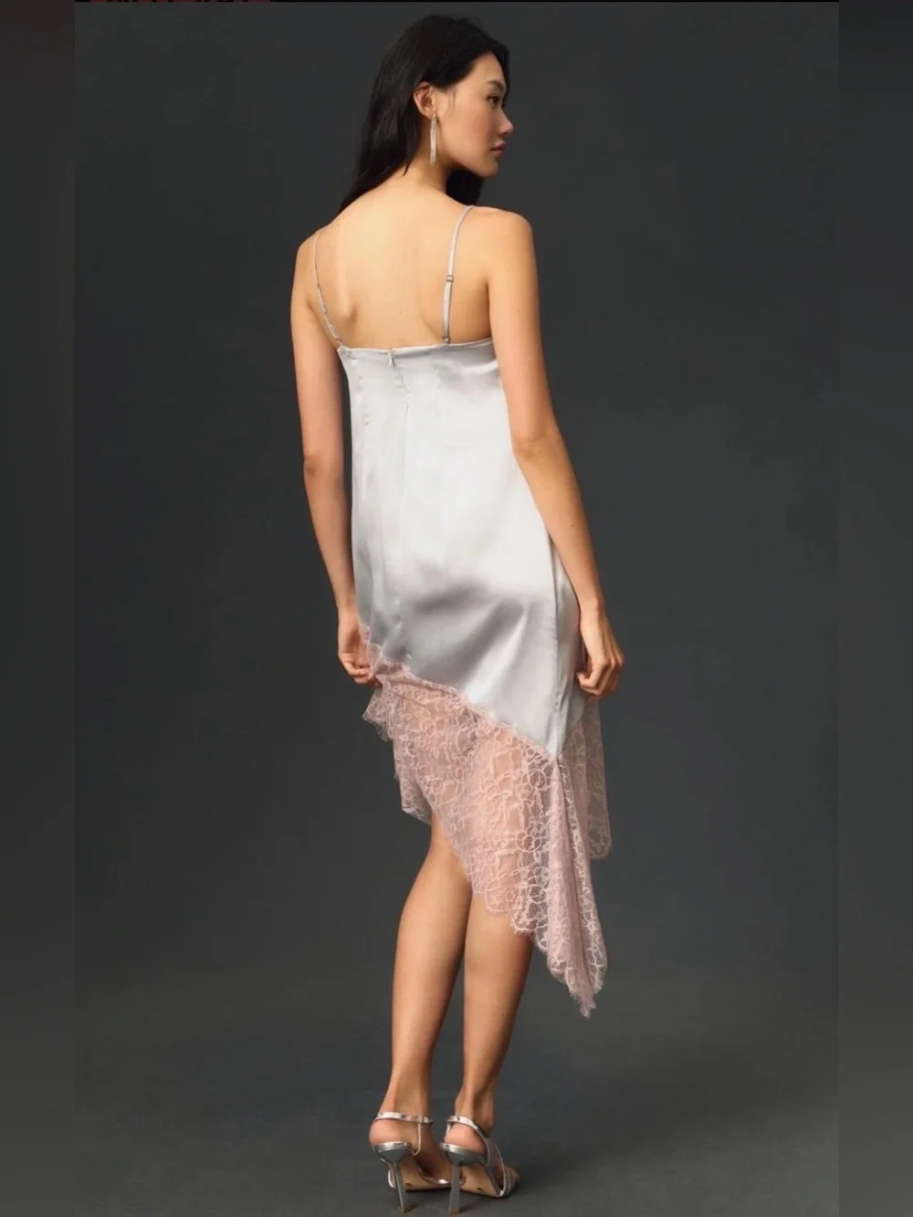 Anthropologie Womenโs Lace-Trimmed Asymmetrical Midi Slip Dress Size 2 NWT - Picture 2 of 10